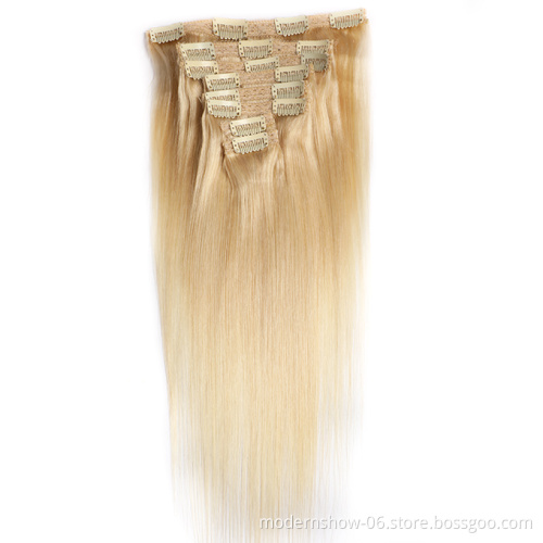 High Quality Wholesale Cuticle Aligned Cheap Colored  Brazilian Clip In Hair Extension